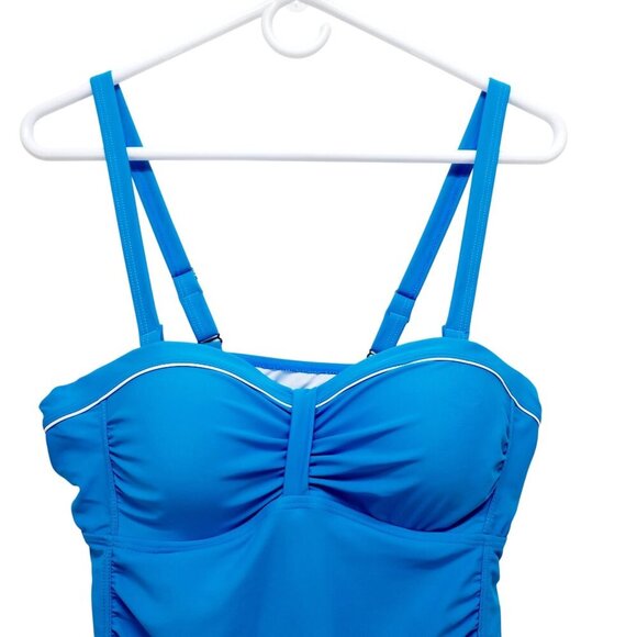 Womens Yonique Blue Tankini Swim Top Adjustable Straps Nylon Size M - Picture 12 of 12